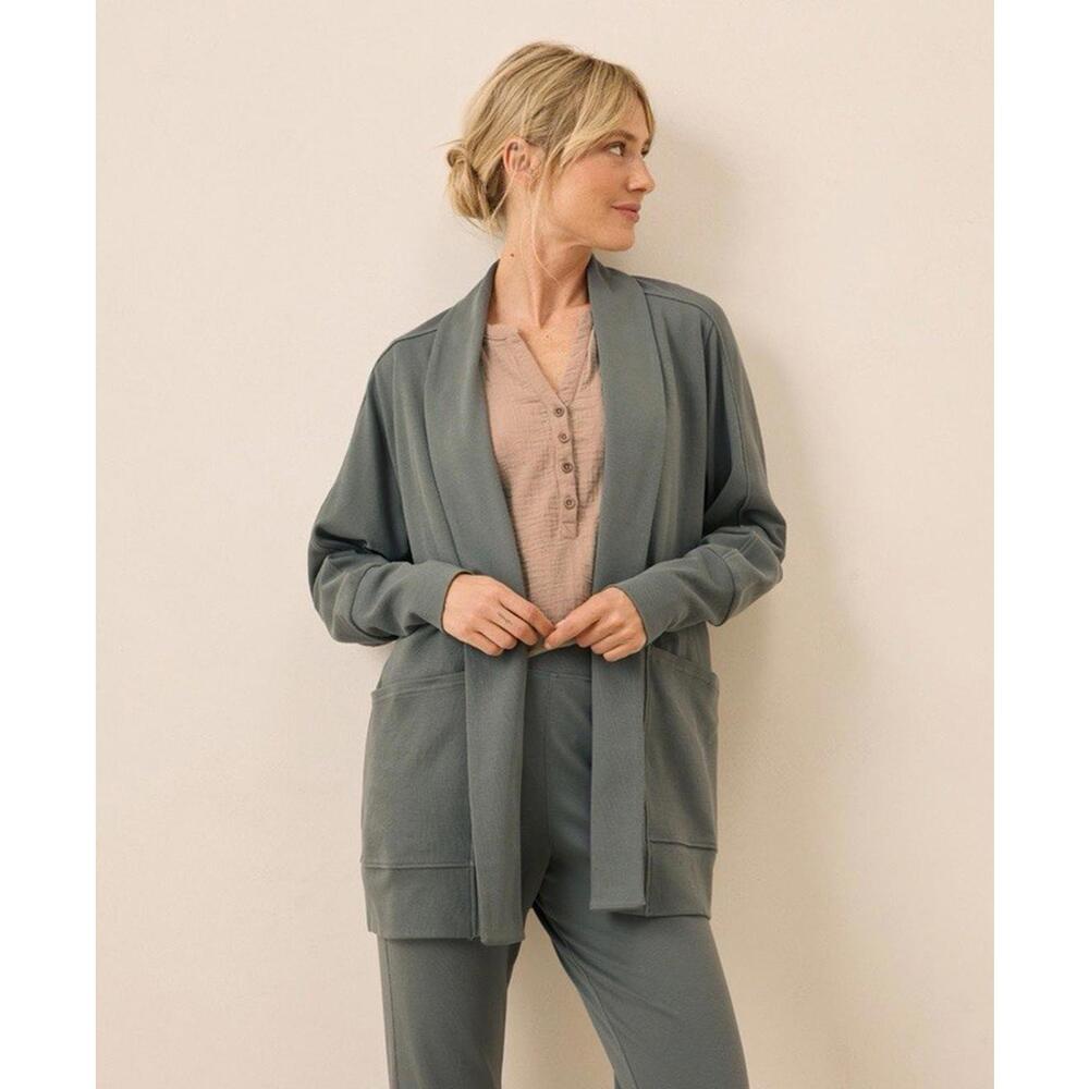 Pact Classic Airplane Set Cardigan + Jogger Castor Green W9ML $168 MSRP L - Picture 3 of 9